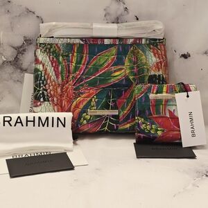 Brahmin Utopia Lorelei Shoulder Bag & Jane Wallet Leather Jungle Tropical Print